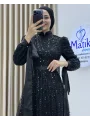 Analı Kızlı Boncuk Payet Elbise