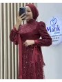 Analı Kızlı Boncuk Payet Elbise