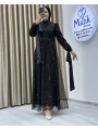 Analı Kızlı Boncuk Payet Elbise