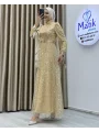 Analı Kızlı Boncuk Payet Elbise