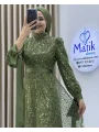 Analı Kızlı Boncuk Payet Elbise