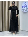 Analı Kızlı Boncuk Payet Elbise