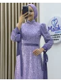 Analı Kızlı Boncuk Payet Elbise