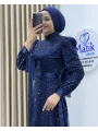 Analı Kızlı Boncuk Payet Elbise