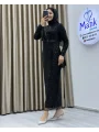 Analı Kızlı Boncuk Payet Midi Elbise