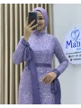 Analı Kızlı Boncuk Payet Midi Elbise