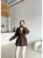 Kruvaze Yaka Trençkot-Kısa