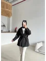 Kruvaze Yaka Trençkot-Kısa