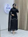 Sofia Kumaş Şifon Detaylı Abiye Elbise
