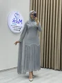 Sofia Kumaş Şifon Detaylı Abiye Elbise