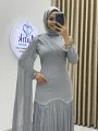 Sofia Kumaş Şifon Detaylı Abiye Elbise