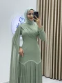 Sofia Kumaş Şifon Detaylı Abiye Elbise