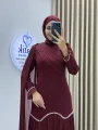 Sofia Kumaş Şifon Detaylı Abiye Elbise