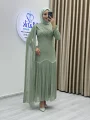 Sofia Kumaş Şifon Detaylı Abiye Elbise