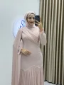 Sofia Kumaş Şifon Detaylı Abiye Elbise