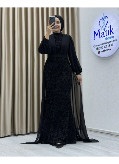 Gül Kumaş Şifon Detay Abiye