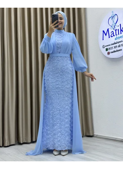 Gül Kumaş Şifon Detay Abiye