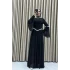 Zarif Taş İşlemeli, Şifon Detaylı, Bel Vurgulu, Volan Kollu, Özel Gün ve Davetlere Uygun Tesettür Abiye Elbise