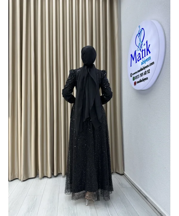 Analı Kızlı Boncuk Payet Elbise