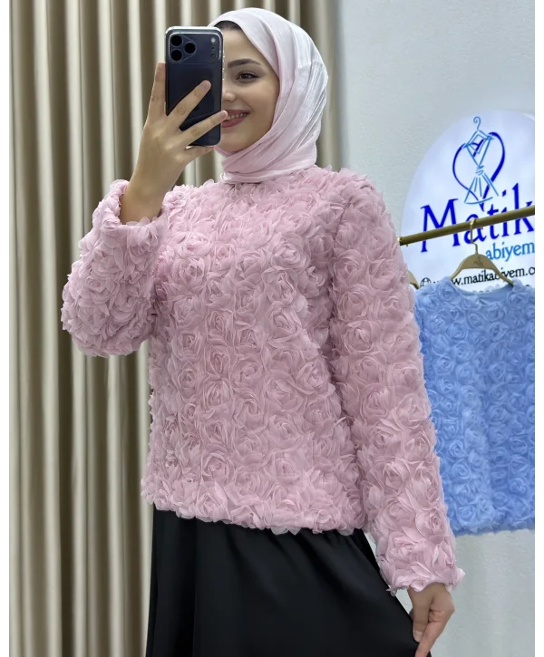 Asetat Saten Etek & Gül Kumaş Üst Takım