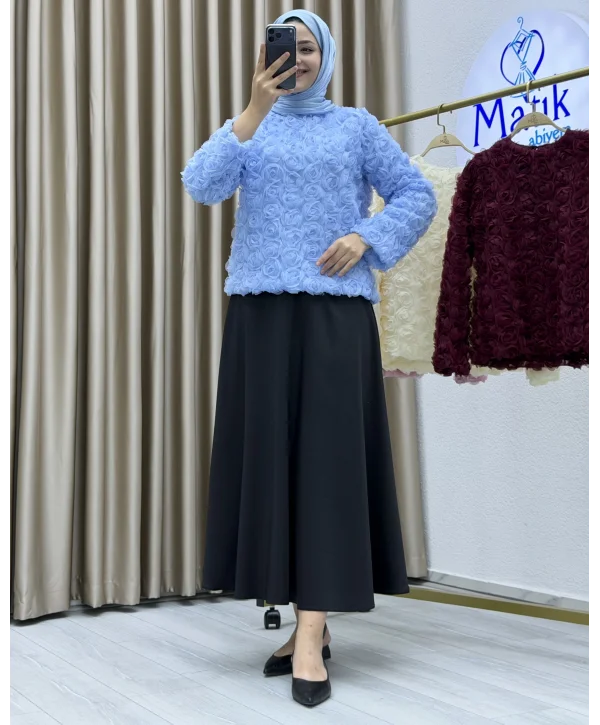 Asetat Saten Etek & Gül Kumaş Üst Takım