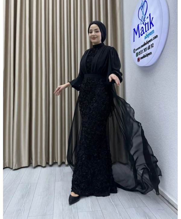 Gül Kumaş Şifon Detay Abiye