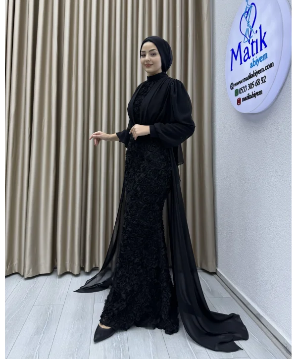 Gül Kumaş Şifon Detay Abiye