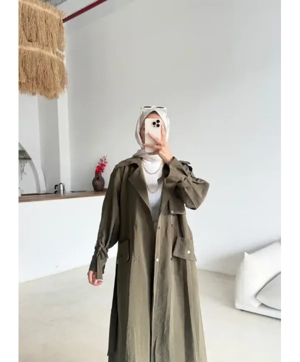 Kuşaklı Cep Detaylı Trençkot
