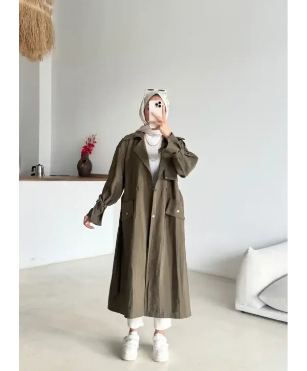 Kuşaklı Cep Detaylı Trençkot
