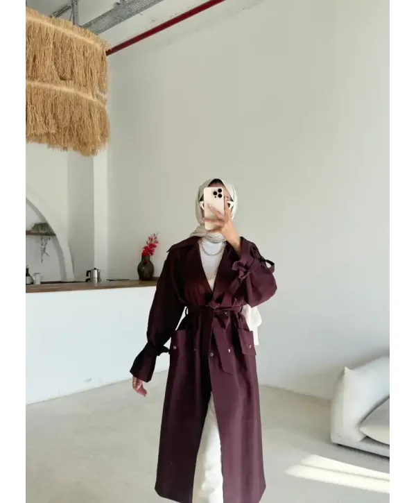 Kuşaklı Cep Detaylı Trençkot