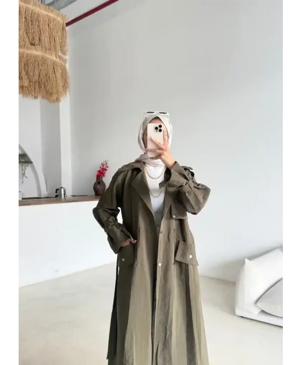Kuşaklı Cep Detaylı Trençkot