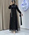 Analı Kızlı Boncuk Payet Elbise