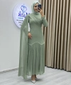 Sofia Kumaş Şifon Detaylı Abiye Elbise