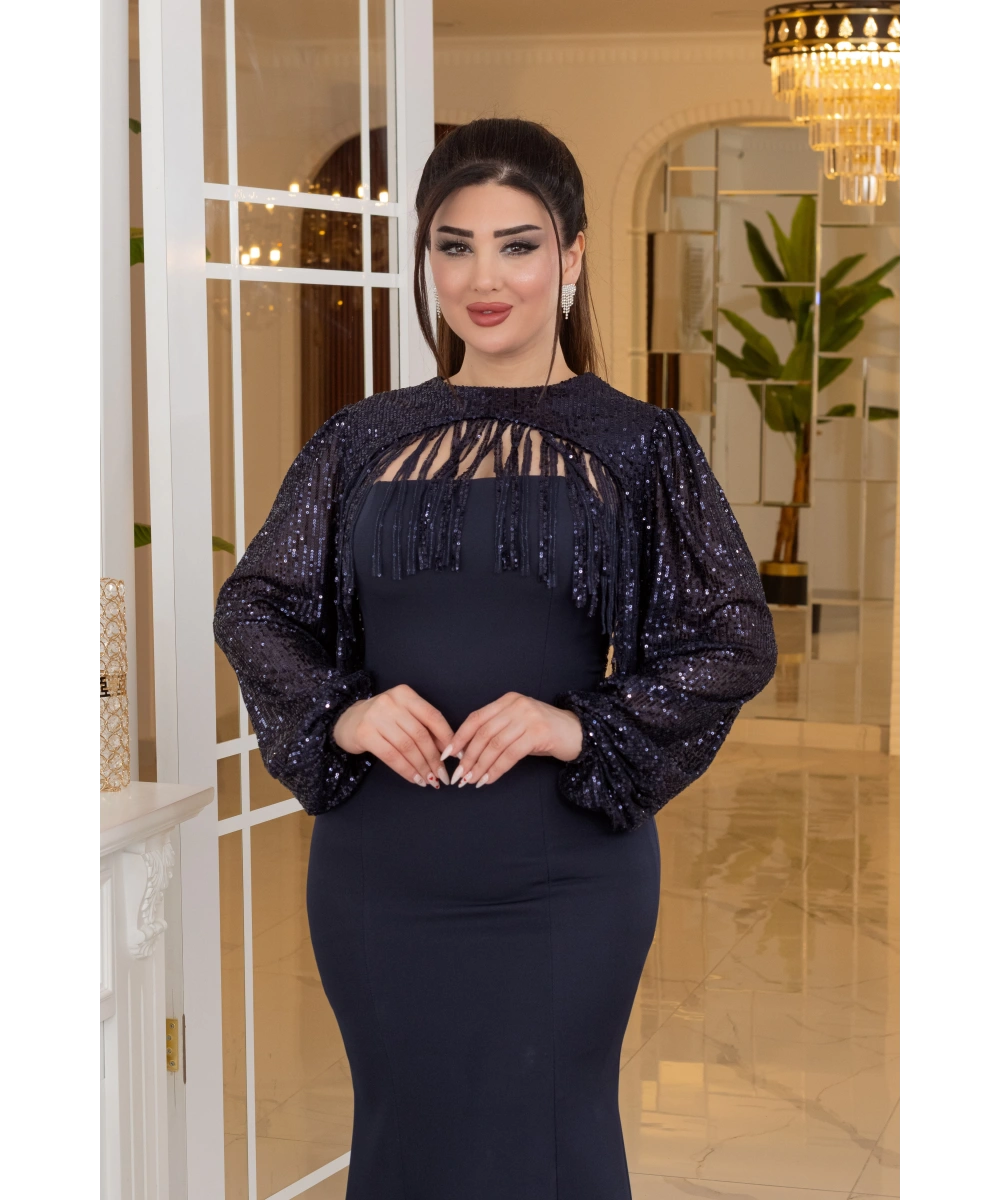 Altı İthal Atlas Pelerin ZaraPayet Tasarım Uzun Elbise Abiye