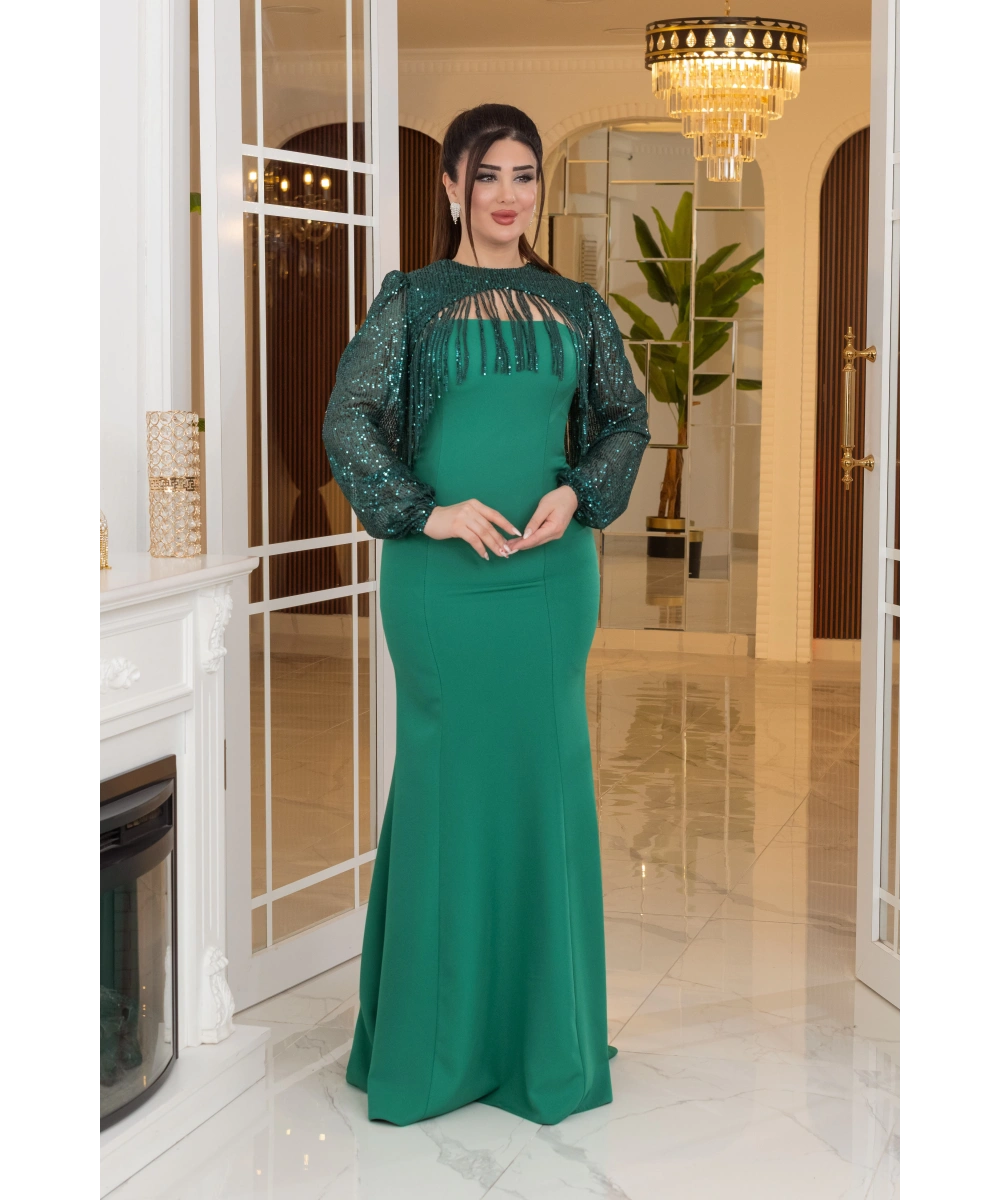 Altı İthal Atlas Pelerin ZaraPayet Tasarım Uzun Elbise Abiye