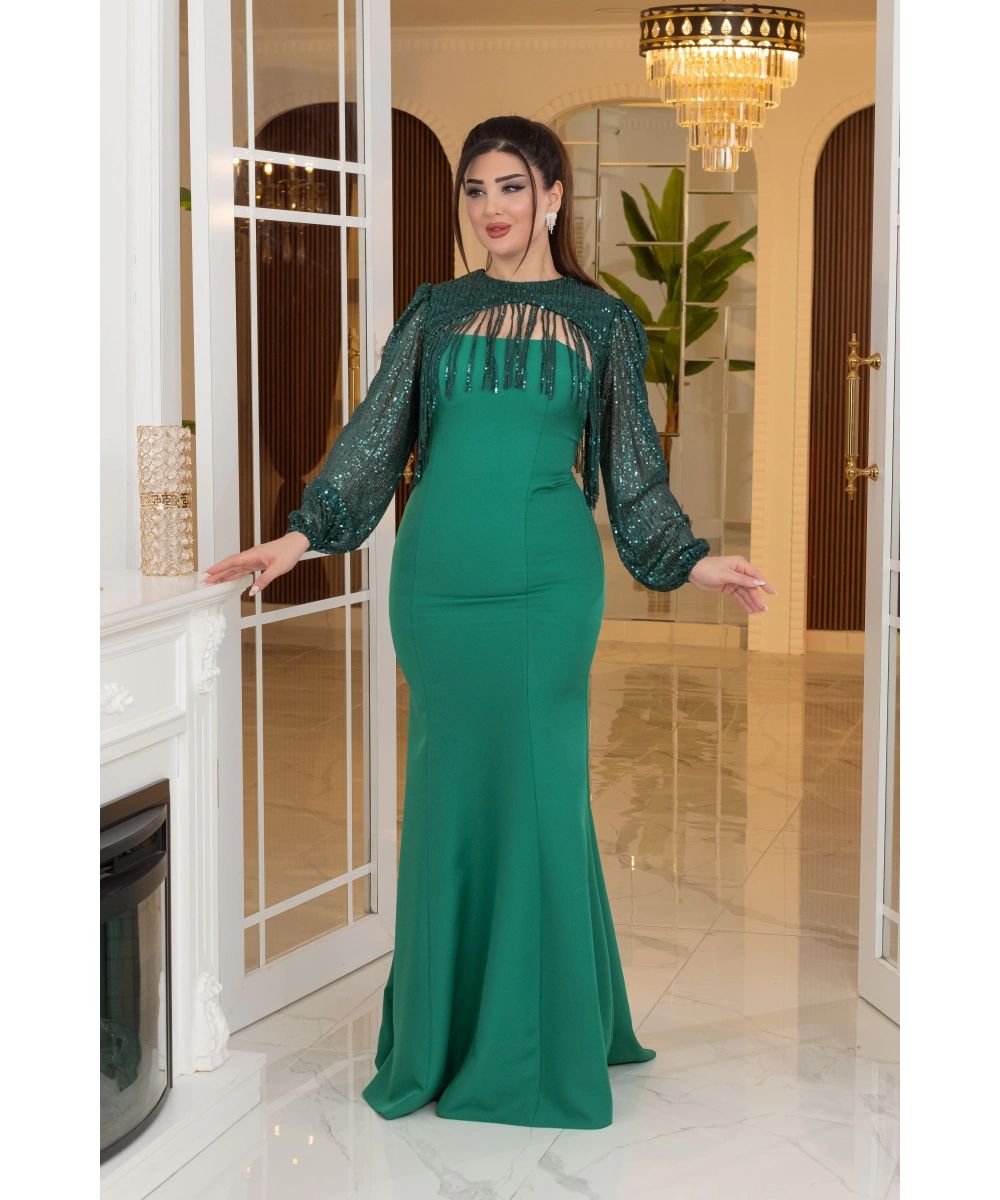 Altı İthal Atlas Pelerin ZaraPayet Tasarım Uzun Elbise Abiye