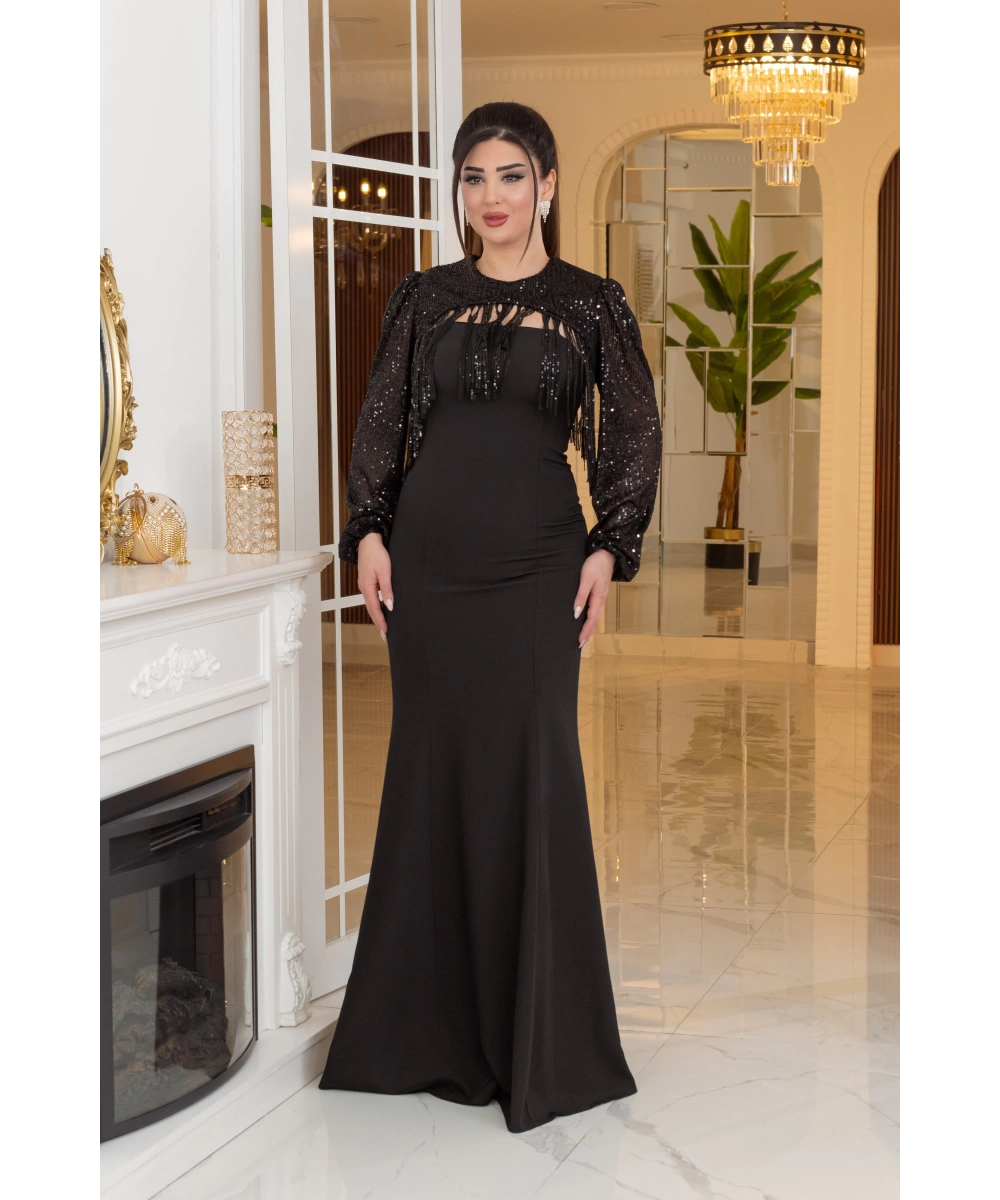 Altı İthal Atlas Pelerin ZaraPayet Tasarım Uzun Elbise Abiye