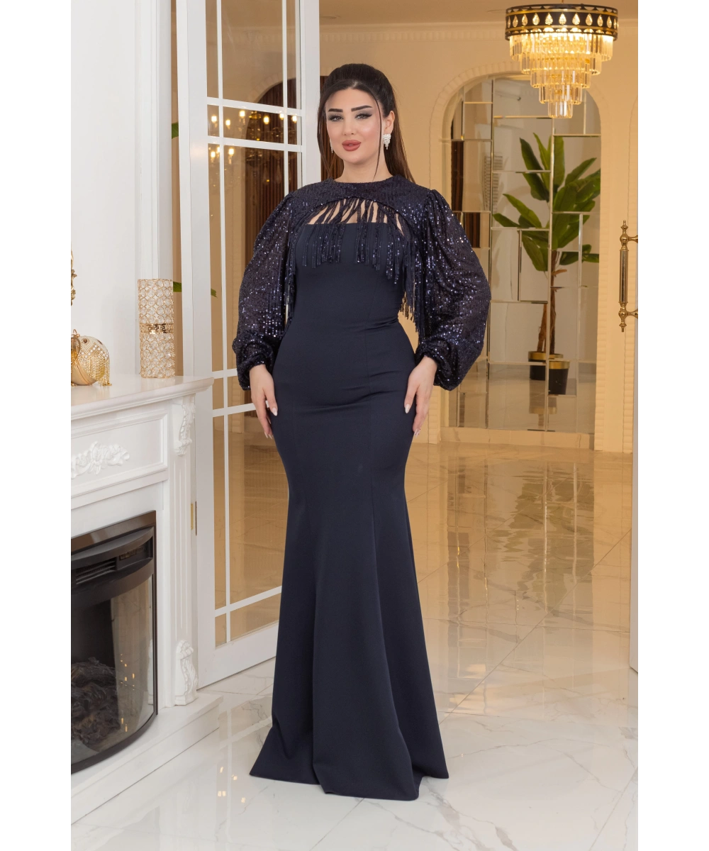 Altı İthal Atlas Pelerin ZaraPayet Tasarım Uzun Elbise Abiye