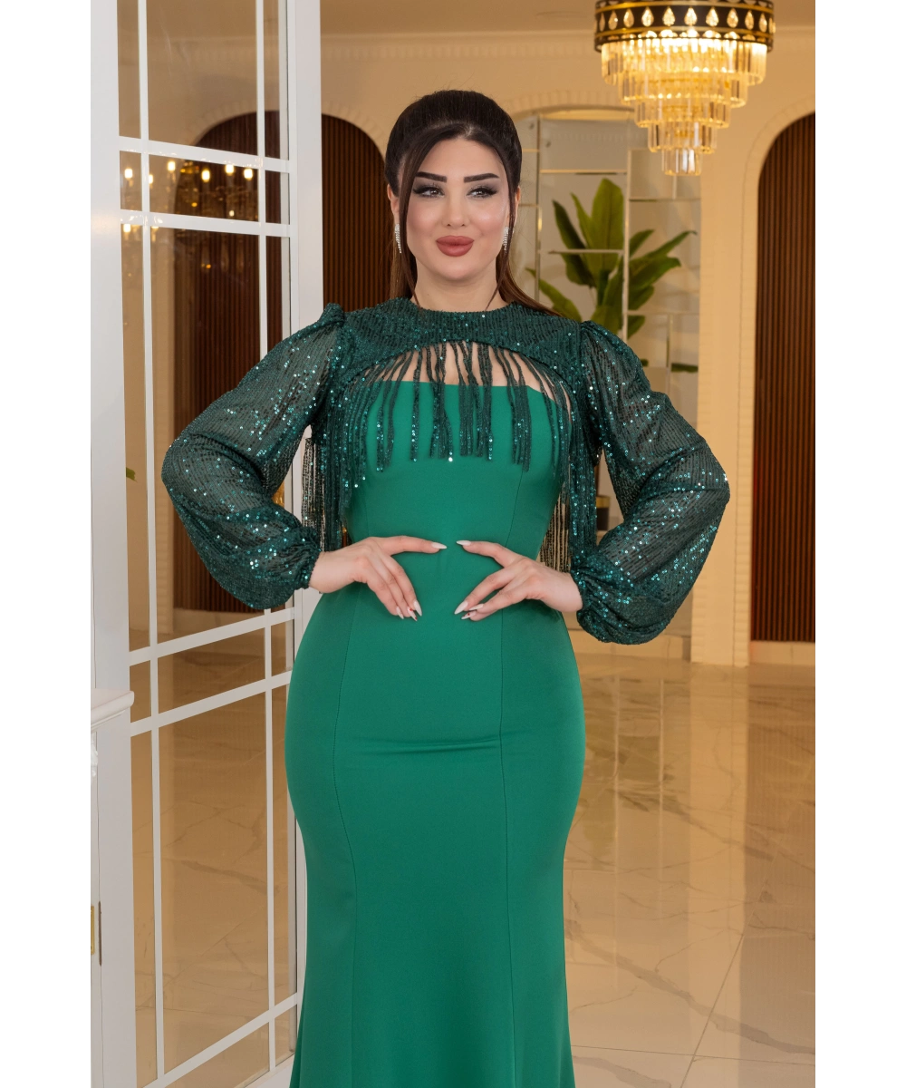 Altı İthal Atlas Pelerin ZaraPayet Tasarım Uzun Elbise Abiye