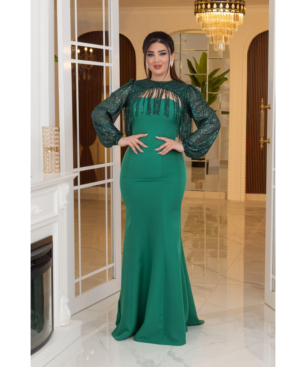 Altı İthal Atlas Pelerin ZaraPayet Tasarım Uzun Elbise Abiye