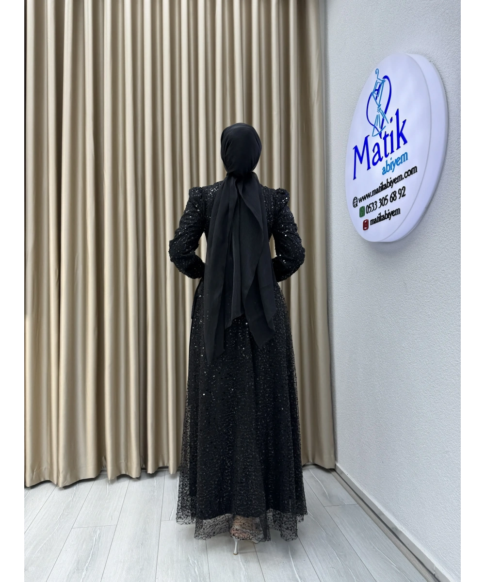 Analı Kızlı Boncuk Payet Elbise