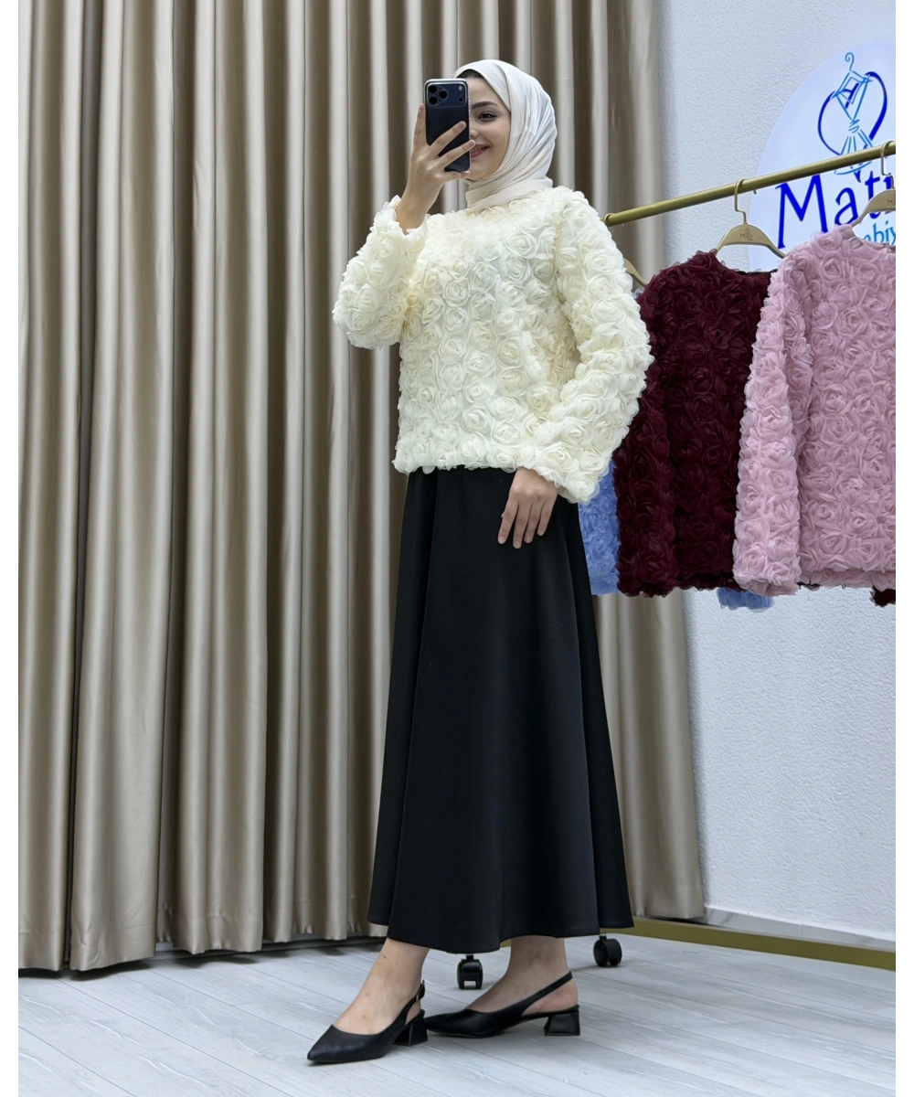 Asetat Saten Etek & Gül Kumaş Üst Takım