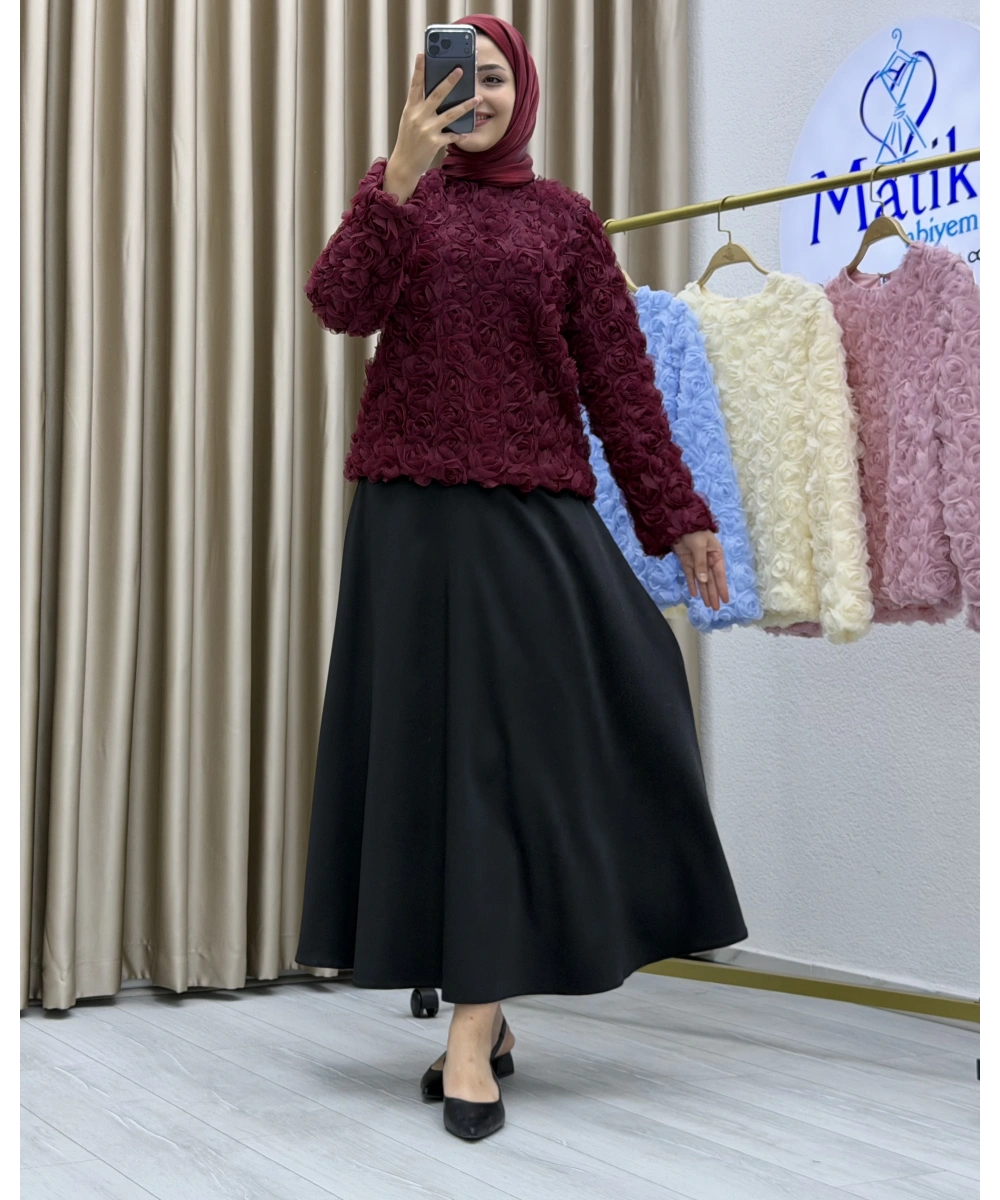 Asetat Saten Etek & Gül Kumaş Üst Takım