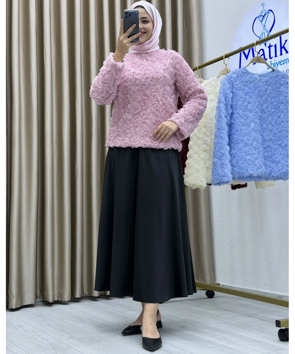 Asetat Saten Etek & Gül Kumaş Üst Takım