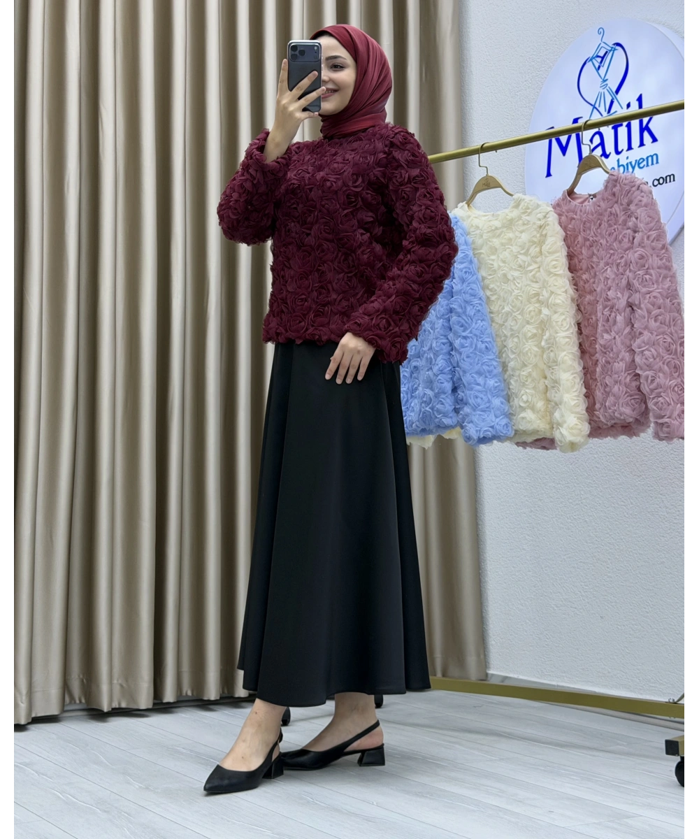 Asetat Saten Etek & Gül Kumaş Üst Takım