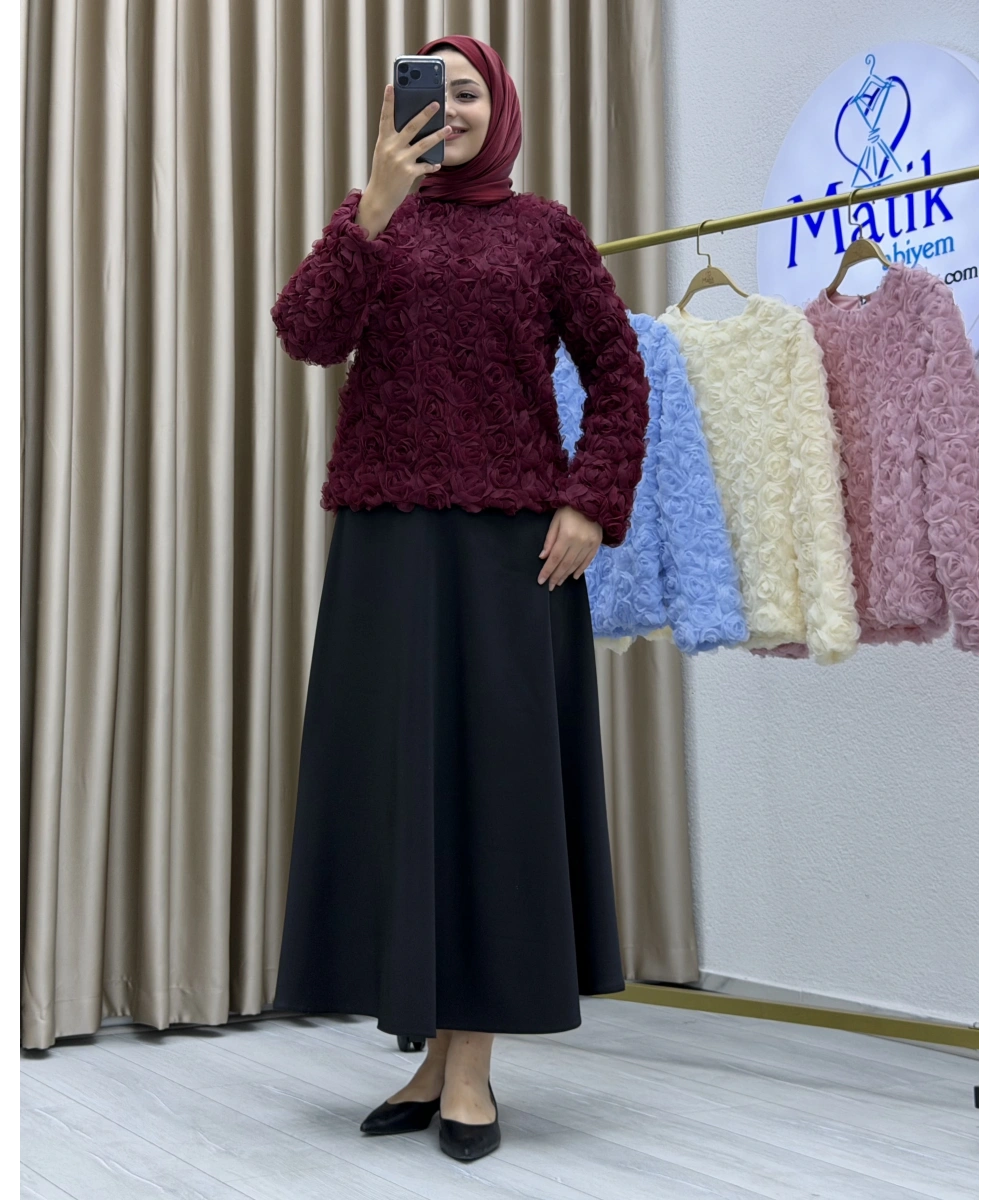 Asetat Saten Etek & Gül Kumaş Üst Takım