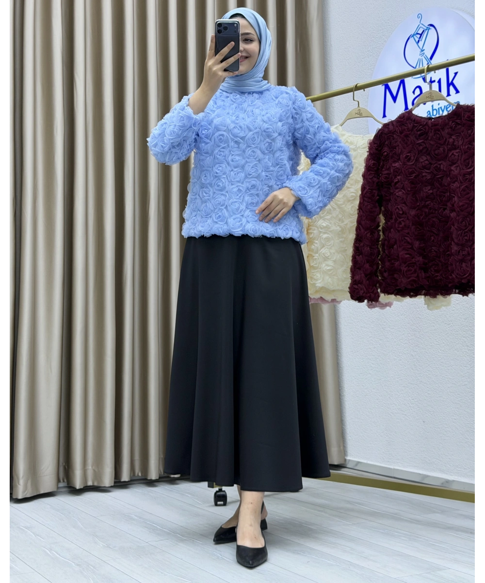 Asetat Saten Etek & Gül Kumaş Üst Takım