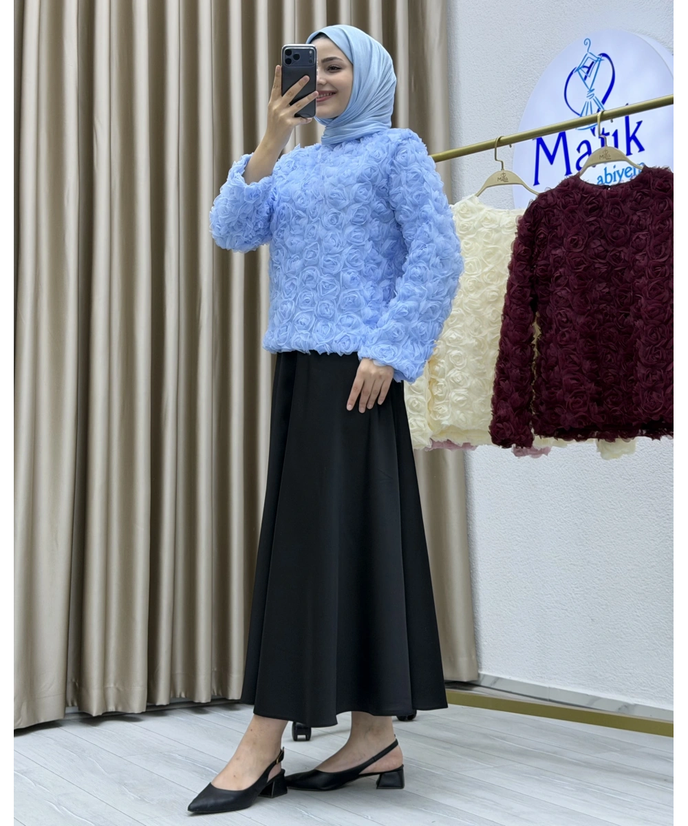 Asetat Saten Etek & Gül Kumaş Üst Takım