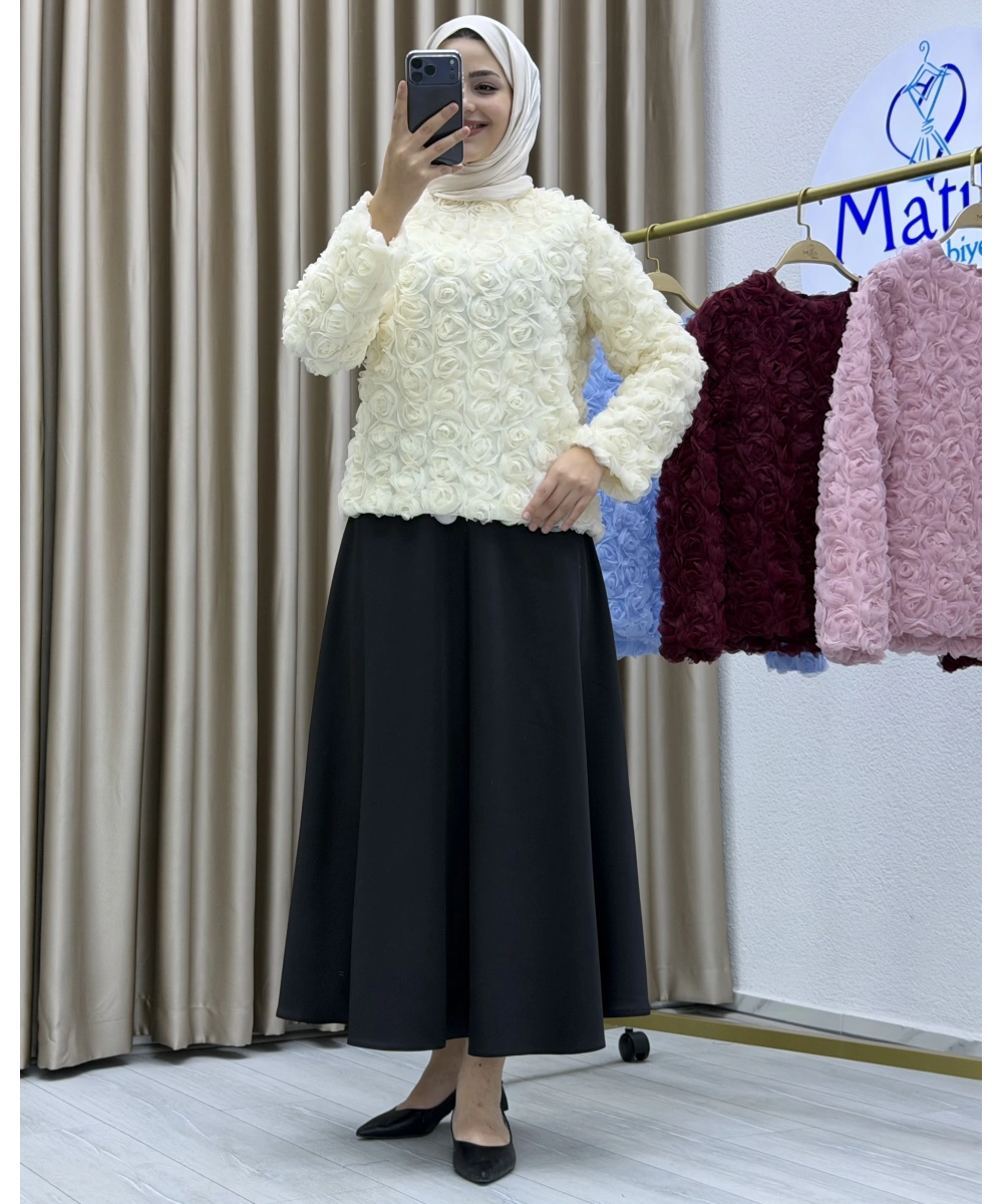 Asetat Saten Etek & Gül Kumaş Üst Takım