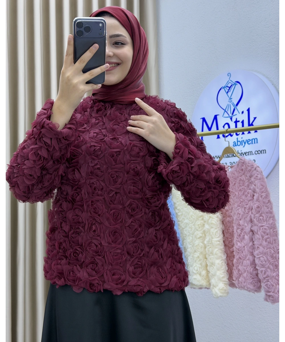 Asetat Saten Etek & Gül Kumaş Üst Takım